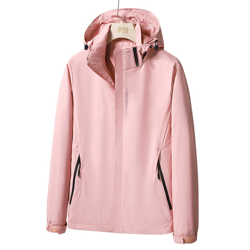 Herren Wasserdichte Softshell-Jacke mit Kapuze, Reißverschluss-Taschen und verstellbaren Bündchen Drune