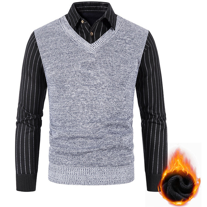 Herren Thermo-gefütterte V-Ausschnitt Strickweste mit Rippbündchen Drune