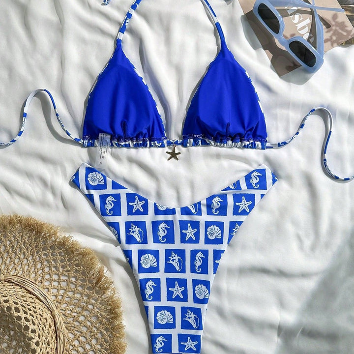Damen Triangel-Bikini mit maritime Motiven Drune