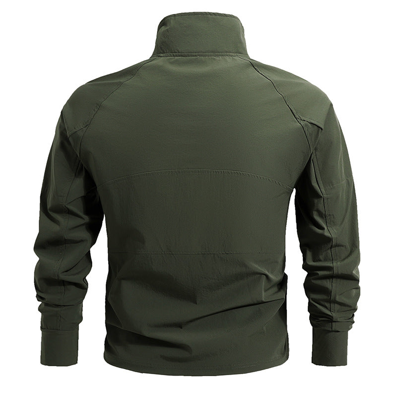 Herren nan taktisches Halbzip-Combatshirt mit Ärmeltaschen, elastischen Bündchen und atmungsaktivem Stretchmaterial Drune