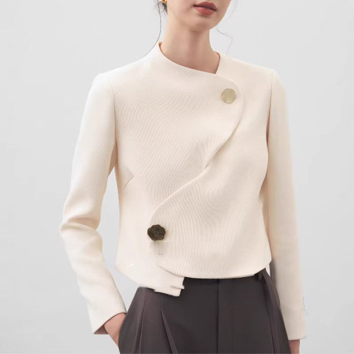 Damen Elegante cropped Blazerjacke mit asymmetrischem Schnitt Drune