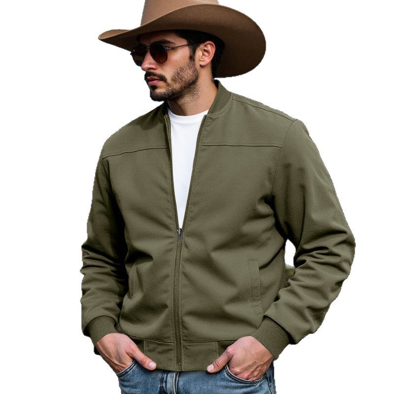 Herren Leichte Bomberjacke mit Reißverschluss, Rippbündchen & minimalistischer Nahtstruktur Drune