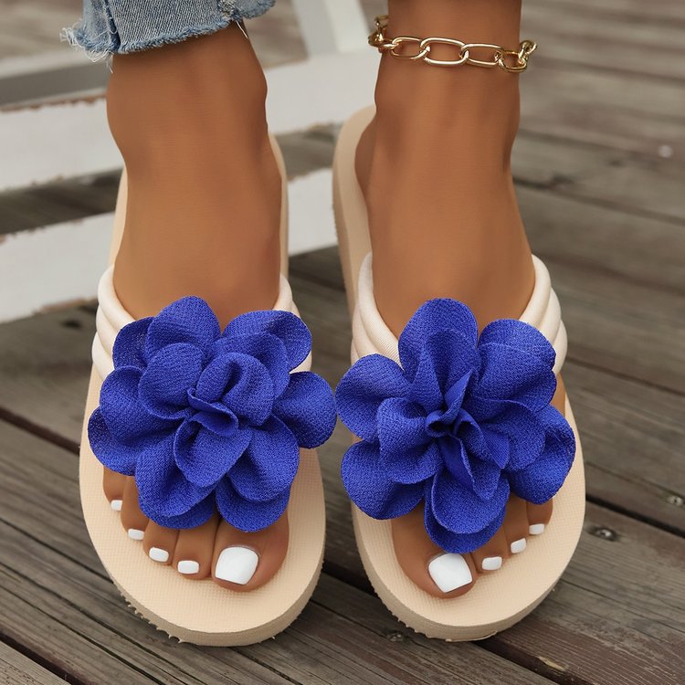 Damen modische Zehentrenner-Sandalen mit dekorativem Blütendesign Drune