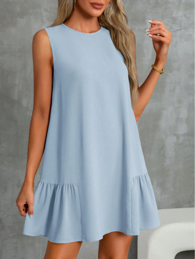 Damen luftiges Sommerkleid mit Rüschensaum Drune