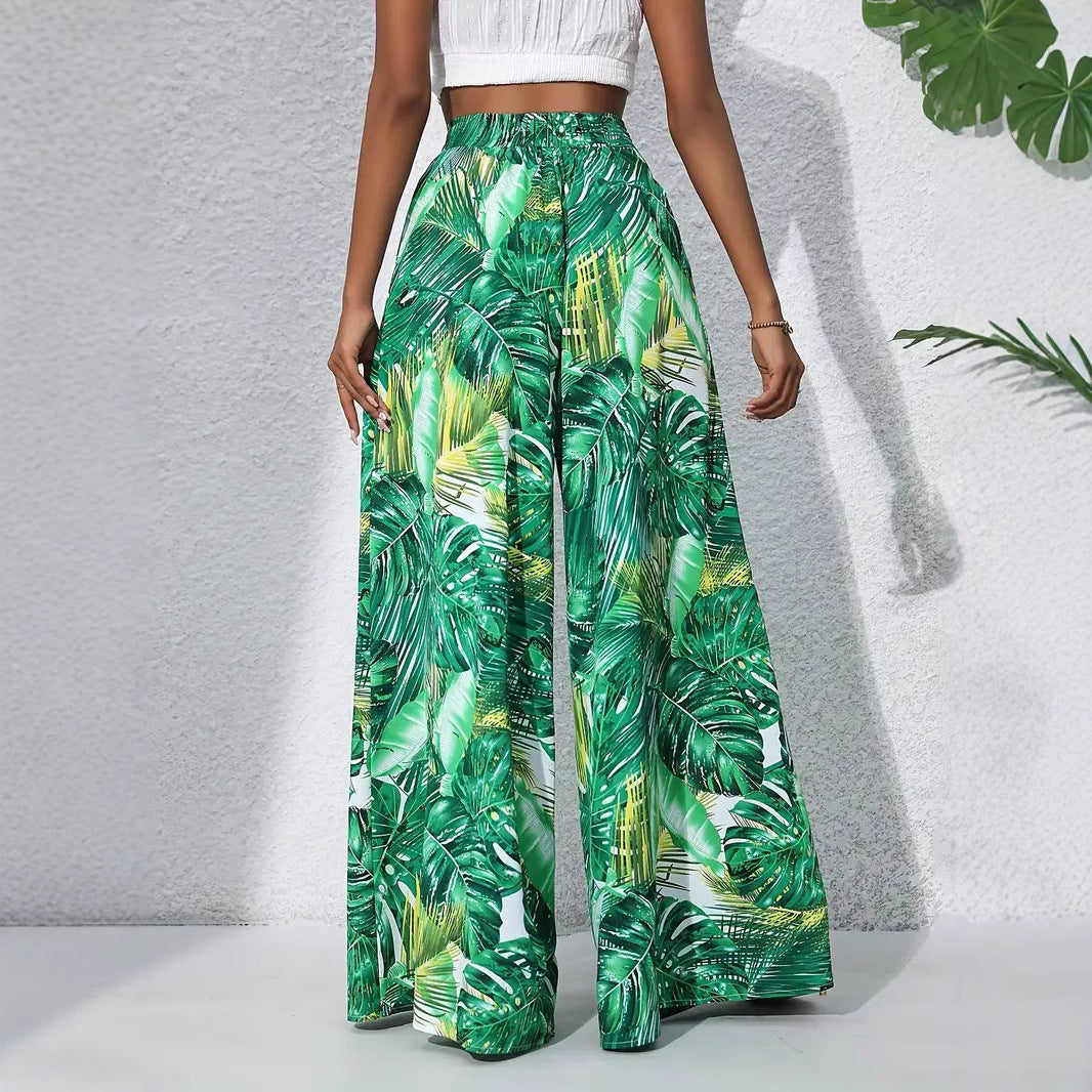 Damen Maxi-Rock mit tropischem Blattmuster Drune