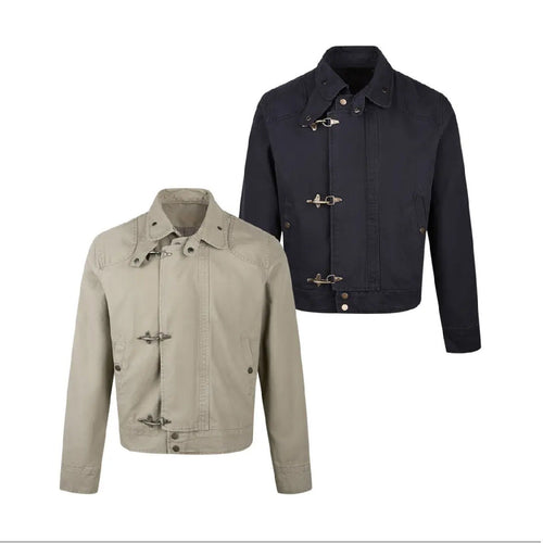 Herren modische Kurzjacke mit innovativen Schnallen und praktischem hochgeschlossenem Kragen Drune
