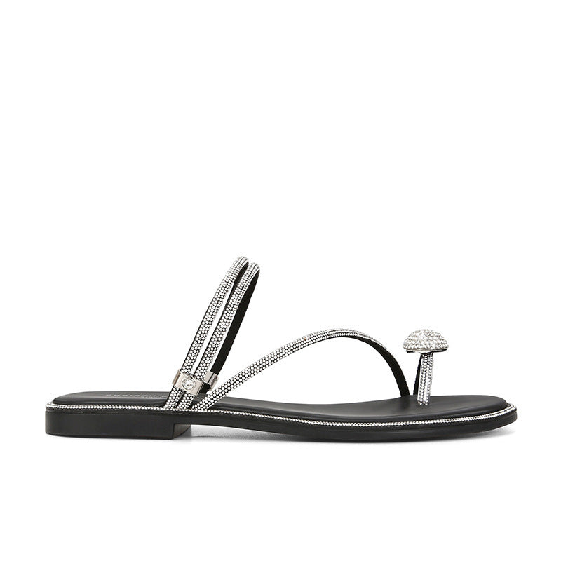 Damen Elegante mit Strass-Verzierte Rutsch-Sandalen Drune