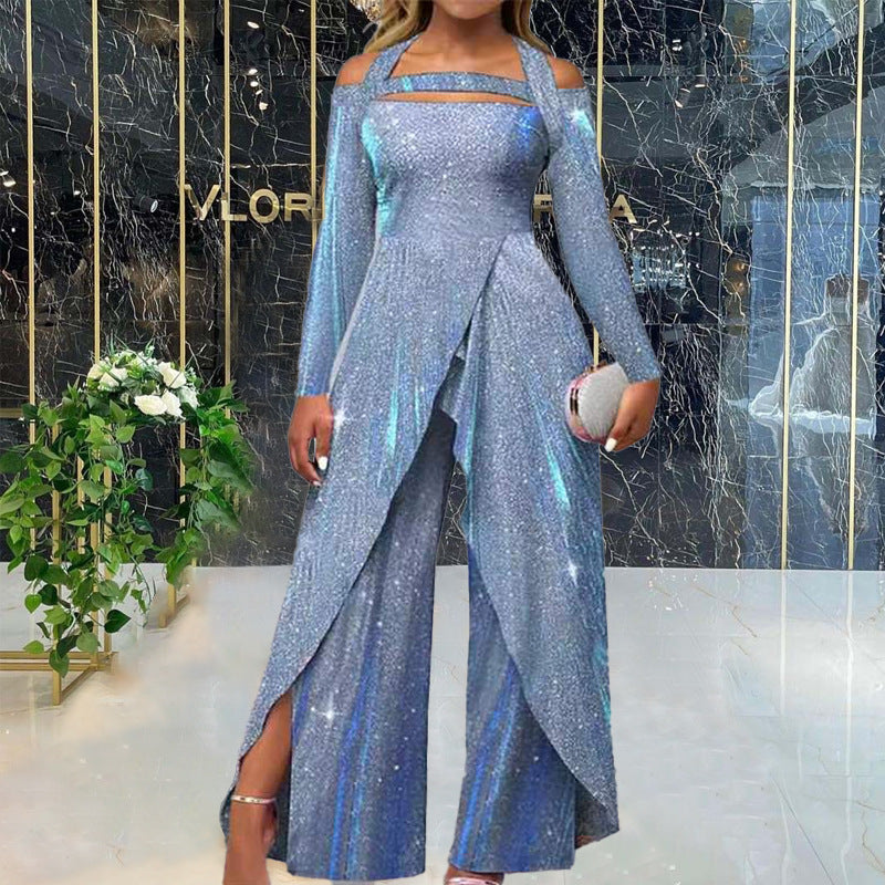 Damen Glamouröses Funktionsjumpsuit mit schimmerndem Effekt und elegantem Design Drune