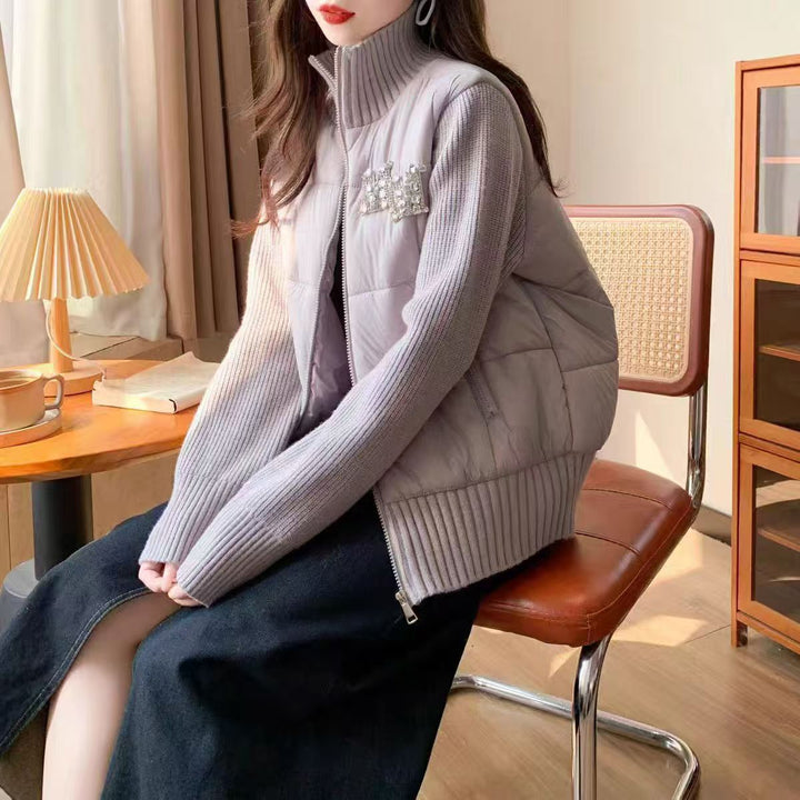 Damen Steppweste mit eleganten Strickärmeln Drune