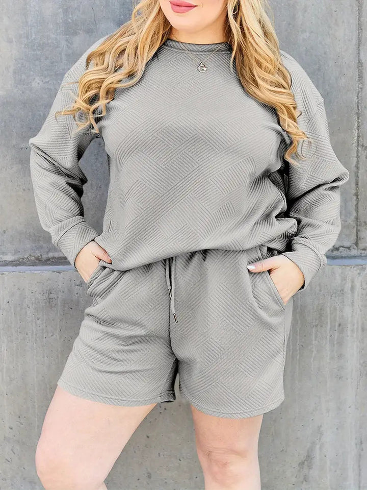 Damen Casual Sweatshirt und Shorts Set Drune