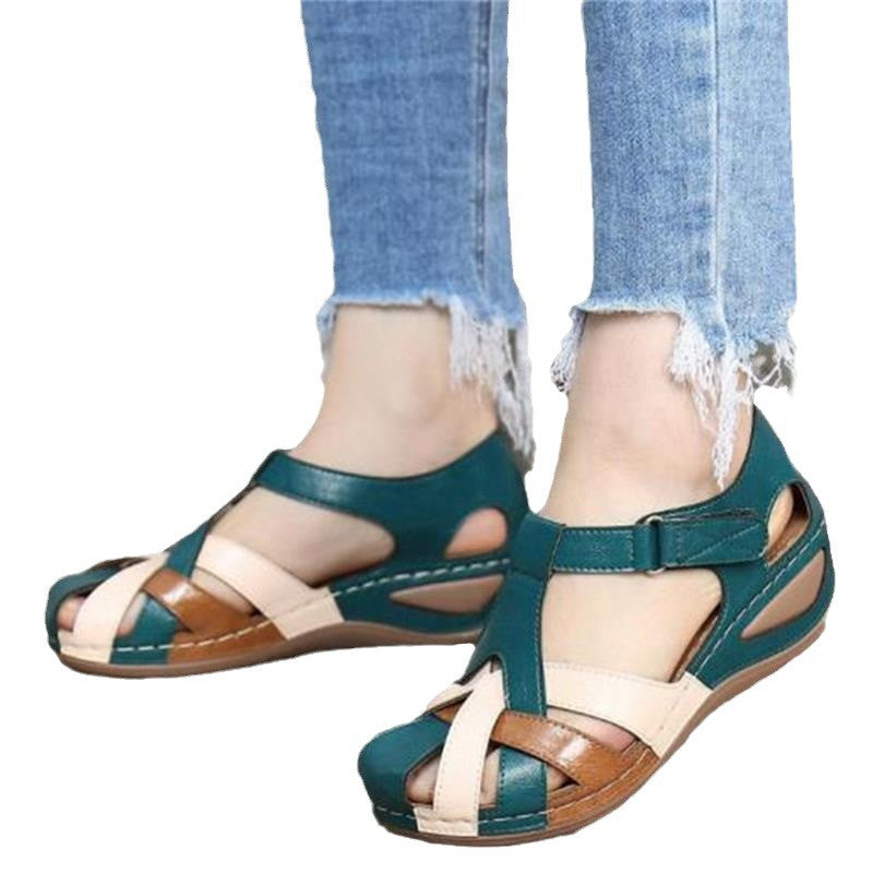 Damen Bequeme geschlossene Riemchensandalen mit verstellbarem Knöchelriemen und gepolsterter Komfortsohle Drune
