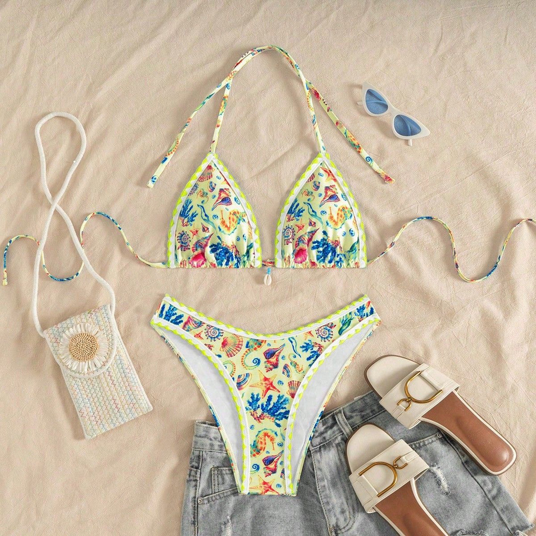 Damen Triangel-Bikini mit maritimem Muster Drune