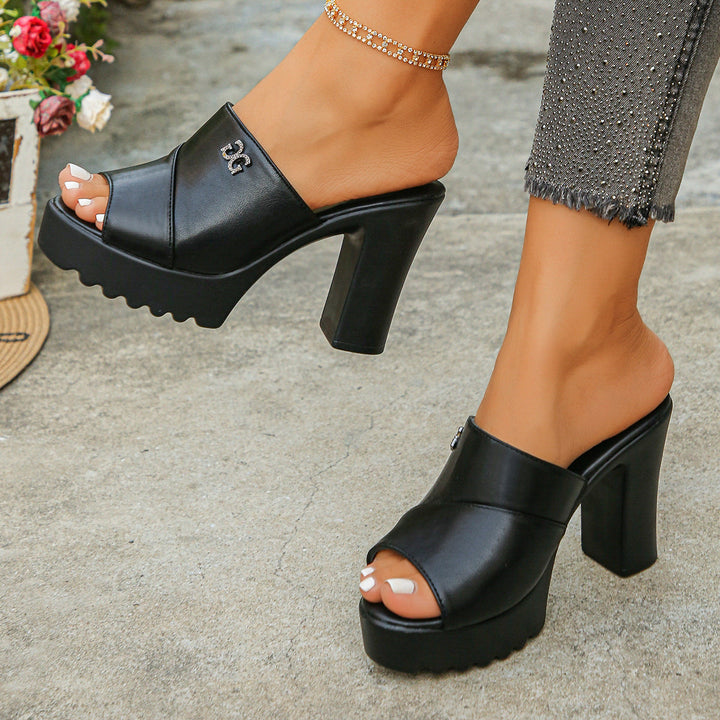 Damen Plateau-Mules mit eleganter Faltenoptik und hochwertigem Obermaterial Drune