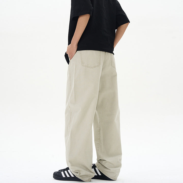 Herren Weite Baumwoll-Baggyhose mit tiefem Schritt und verlängertem Saum Drune