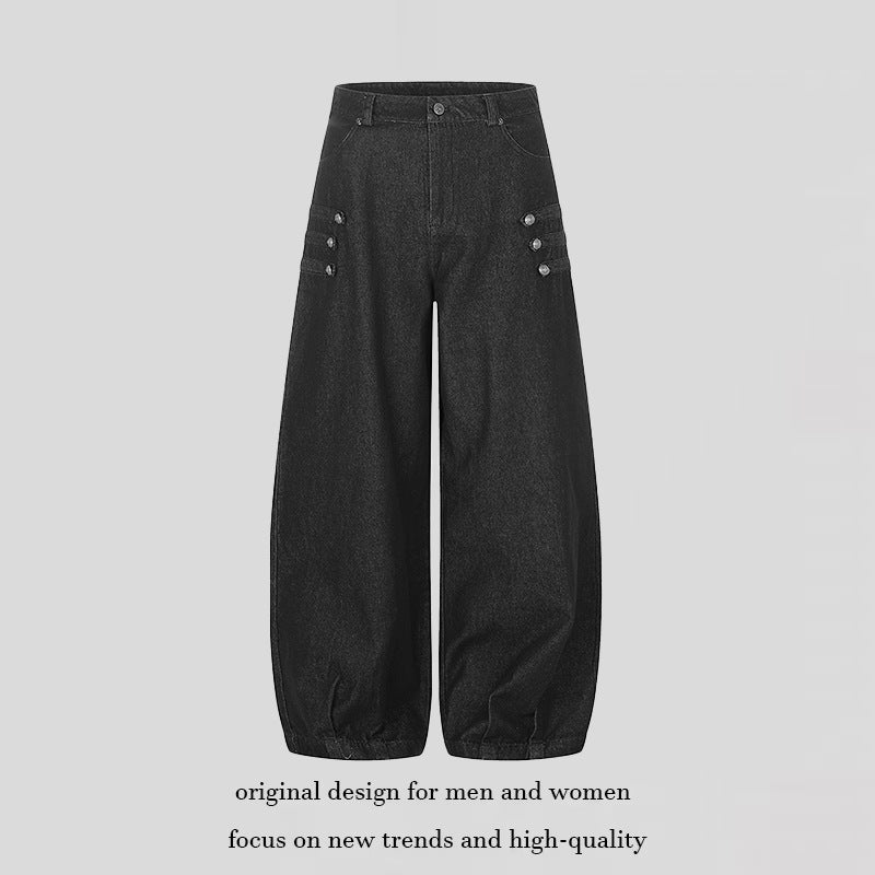 Damen Hochtaillierte Balloon-Culotte-Jeans mit elastischem Saum Drune