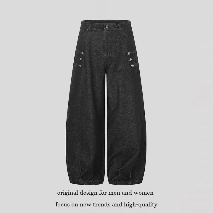 Damen Hochtaillierte Balloon-Culotte-Jeans mit elastischem Saum Drune