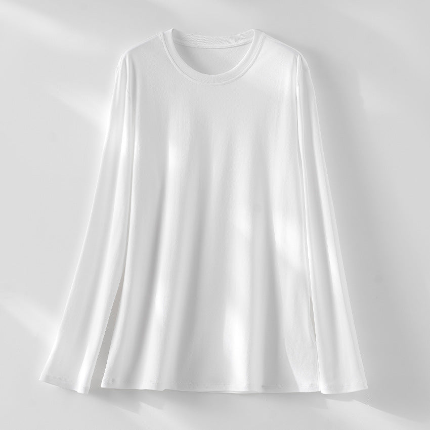 Damen Langärmeliges Feines Modal-Basicshirt mit Rundhalsausschnitt Drune
