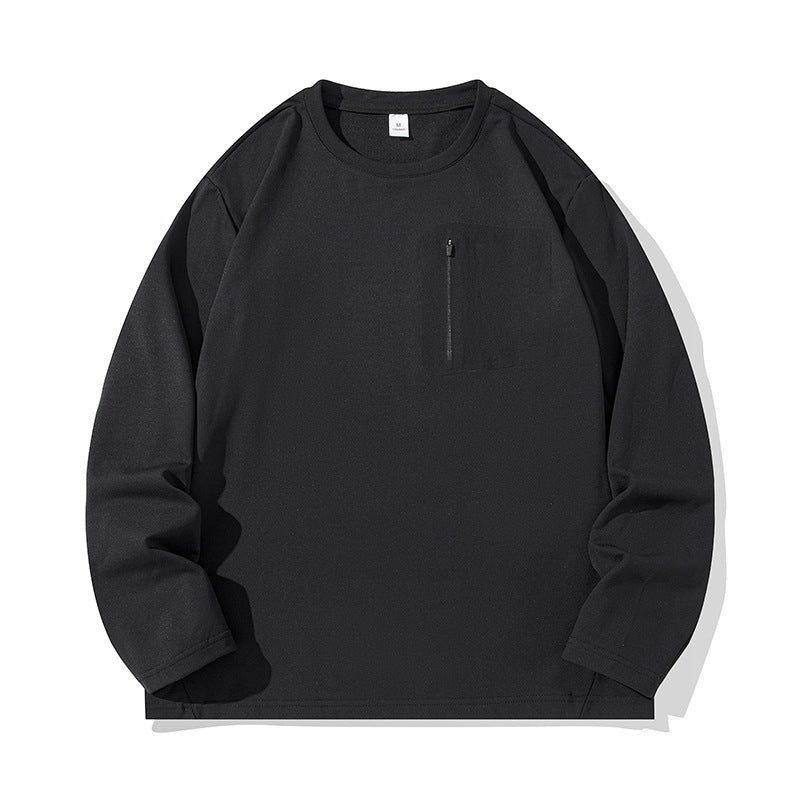 Unisex Oversize Langarm‑Sweatshirt mit Brustreißverschlusstasche und Rundhalsausschnitt Drune