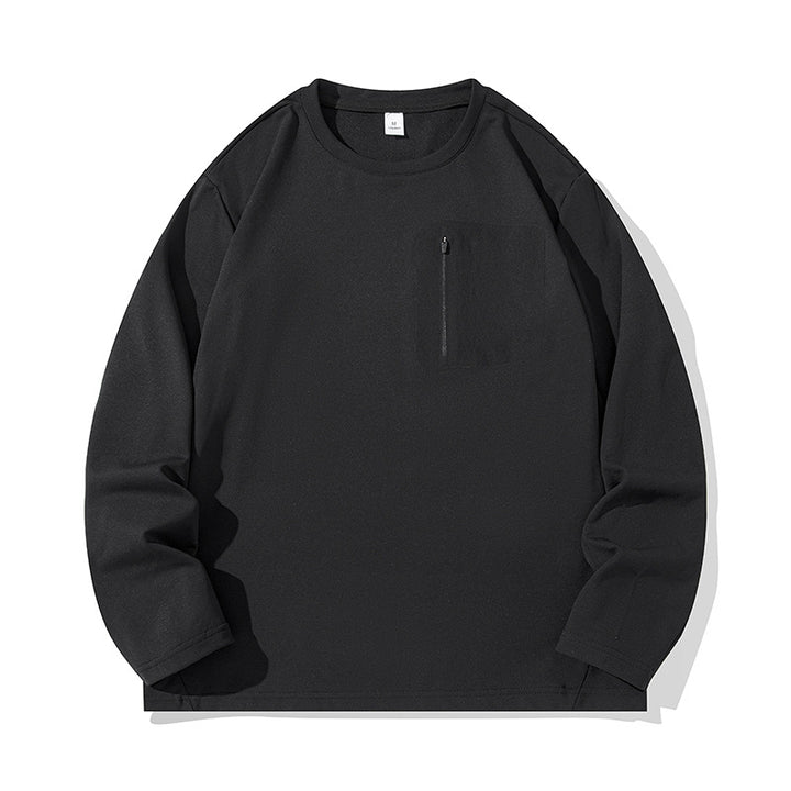 Unisex Oversize Langarm‑Sweatshirt mit Brustreißverschlusstasche und Rundhalsausschnitt Drune