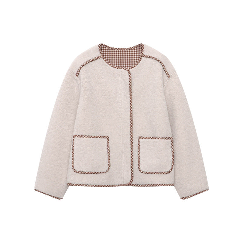 Damen Lässige Teddyjacke mit einzigartigen Details und praktischen Taschen Drune