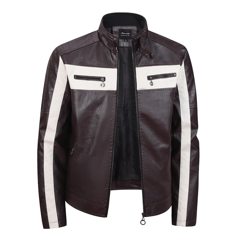 Herren Sportliche Kunstlederjacke mit Reißverschluss Drune