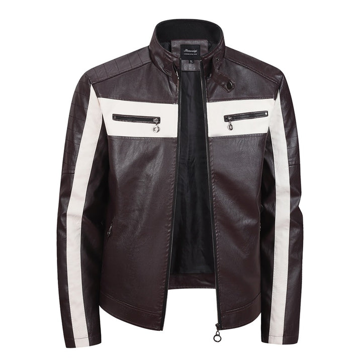 Herren Sportliche Kunstlederjacke mit Reißverschluss Drune