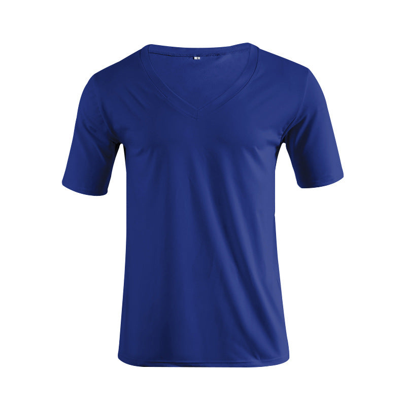 Herren nan V-Ausschnitt T‑Shirt aus feinem Jersey mit schmaler Silhouette und flachen Nähten Drune