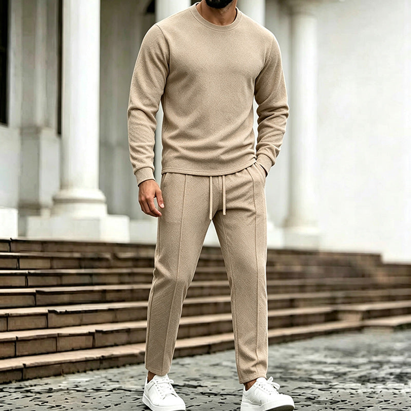Herren Texturierter Lounge-Set aus Sweat mit Slim-Relax Jogginghose Drune