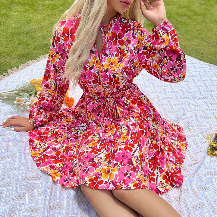 Damen Floral Wickelkleid Drune