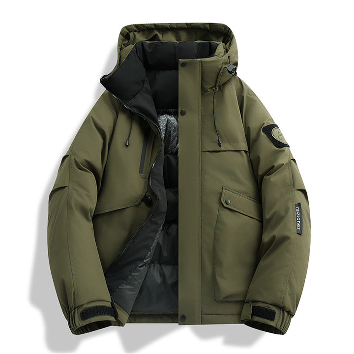 Herren wattierte Kapuzen-Winterjacke mit winddichter Außenhülle, gesteppter Thermofütterung und multifunktionalen Taschen Drune