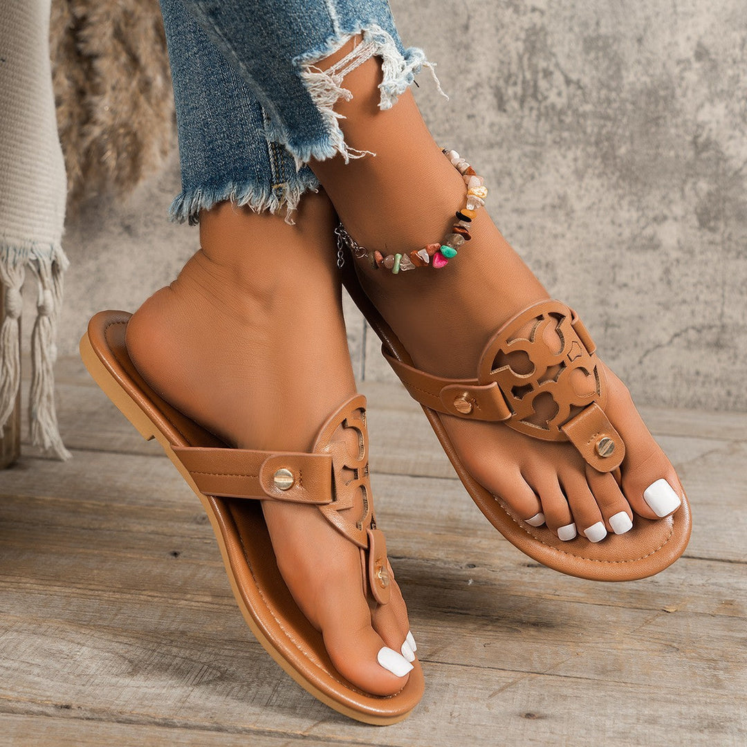 Damen Zehentrennersandalen mit elegantem Verzierungsdesign und bequemem Fußbett Drune