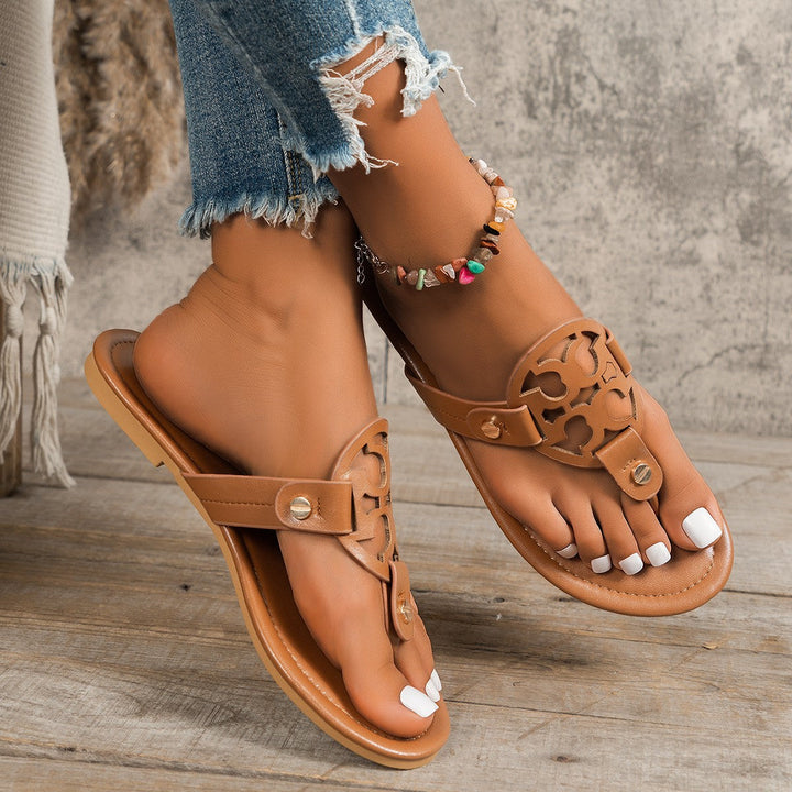 Damen Zehentrennersandalen mit elegantem Verzierungsdesign und bequemem Fußbett Drune
