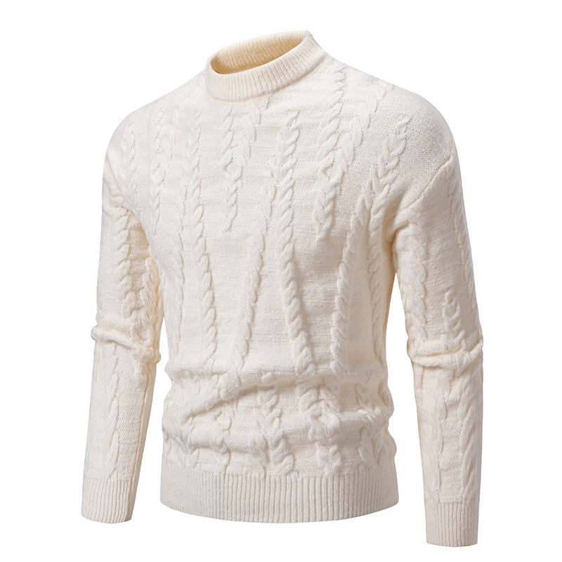 Herren Strickpullover mit klassischem Zopfdesign und hohem Kragen Drune