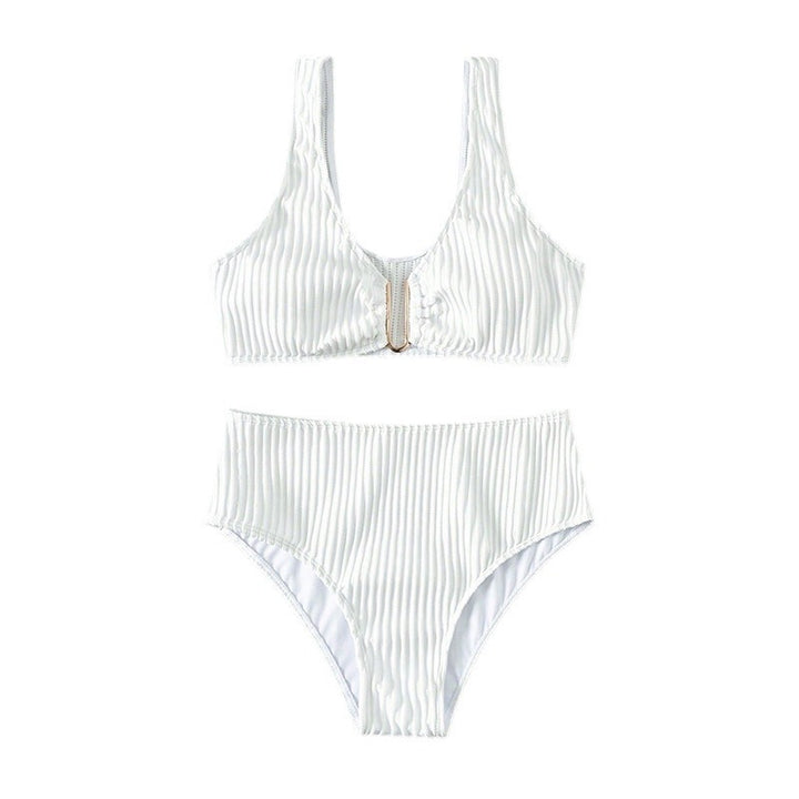 Damen Hochgeschnittener Bikini mit elegantem Rippendesign und moderner Schnalle Drune