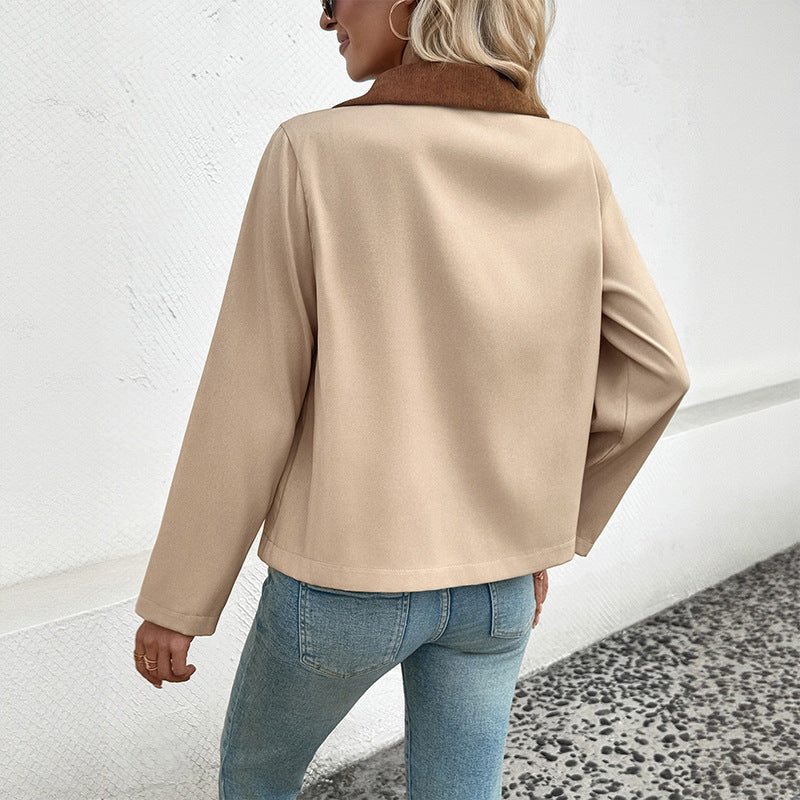 Damen Modische Utility-Jacke mit hohem Kragen Drune