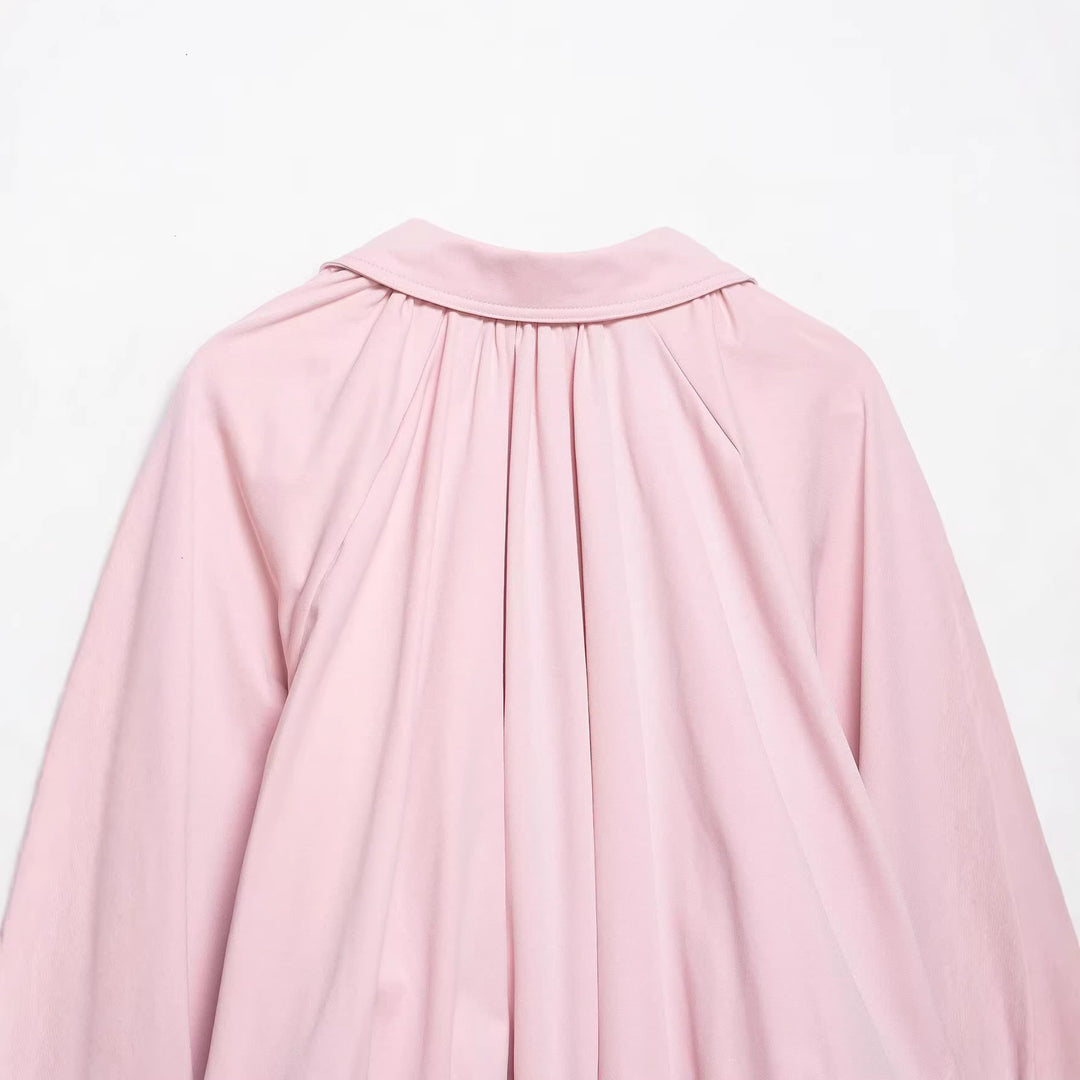 Damen Cropped-Blouson mit Ballonärmeln, Hemdkragen und elastischem Saum Drune