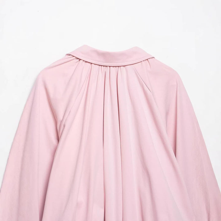 Damen Cropped-Blouson mit Ballonärmeln, Hemdkragen und elastischem Saum Drune