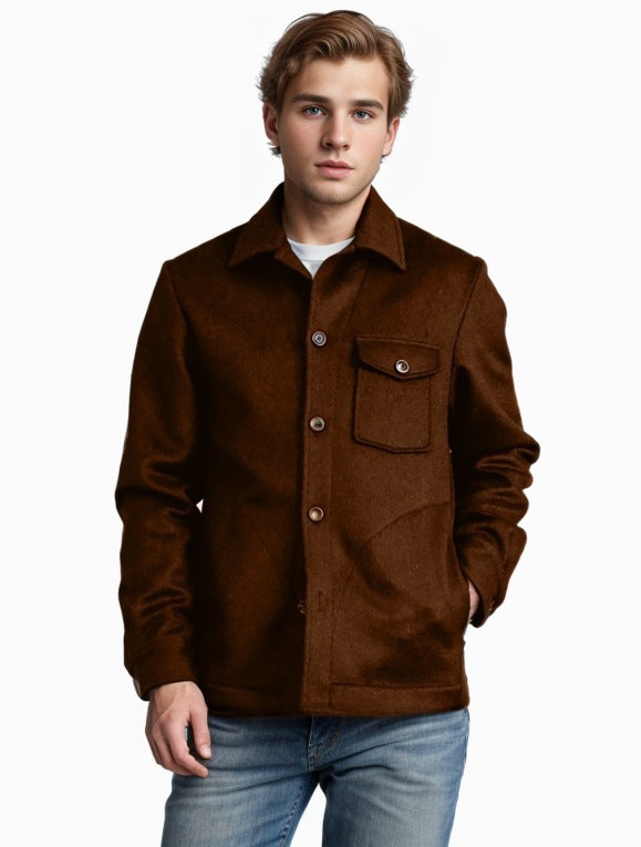 Herren modische Wolljacke mit Brusttasche und Knopfdetails Drune