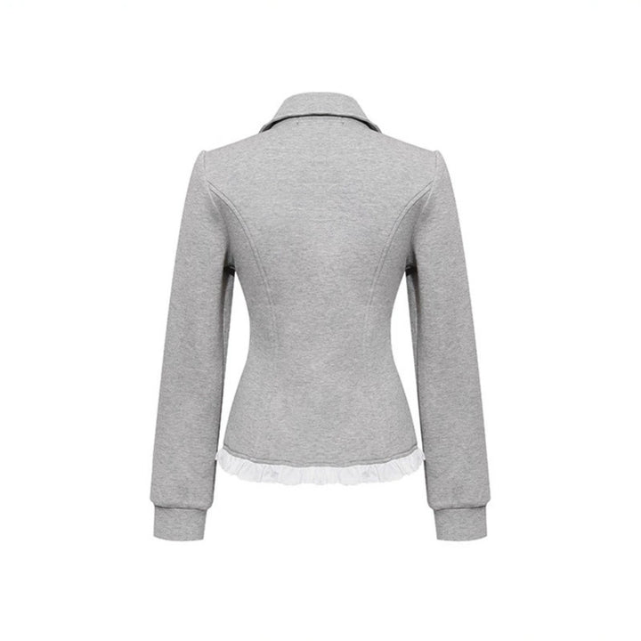 Damen Taillierte Sweatjacke im Peplum‑Stil mit Doppelreihe und Volantbesatz Drune