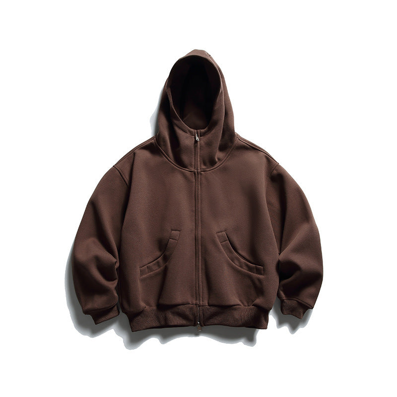 Unisex Oversize Zip-Hoodie mit hohem Kragen und Kängurutaschen Drune