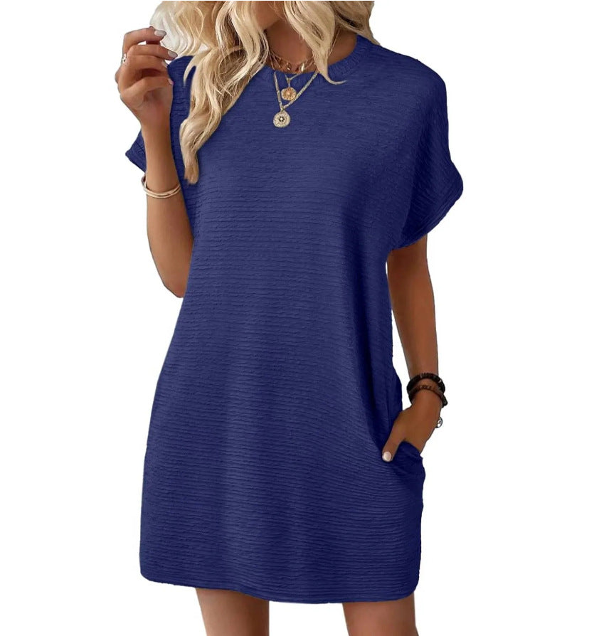 Damen lässiges V-Ausschnitt Kleid mit weitem Schnitt