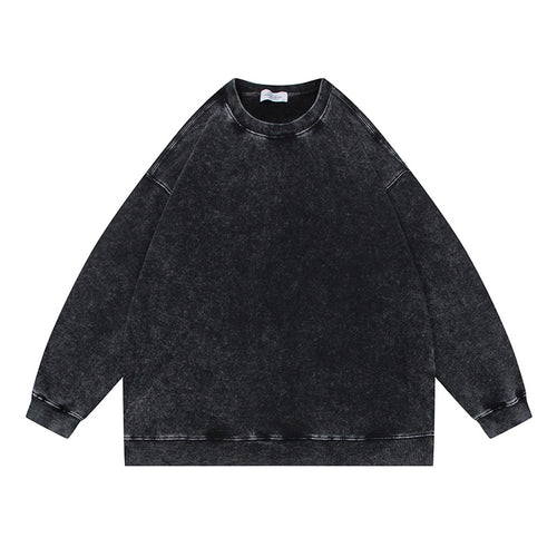 Unisex Oversize Mineralwash Rundhals-Sweatshirt mit Raglanärmeln und gerippten Bündchen Drune