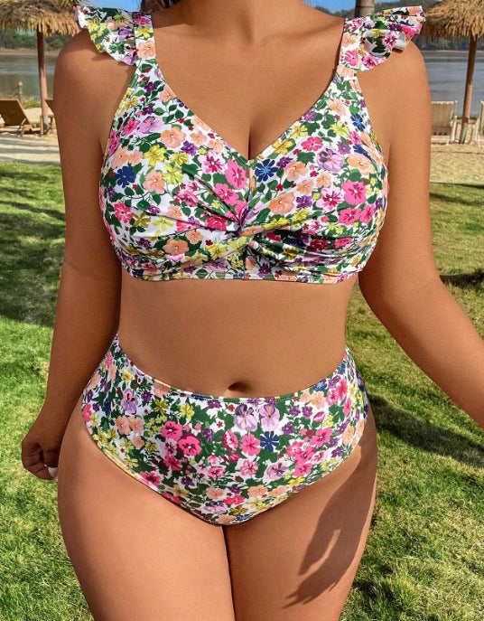 Damen Hochgeschnittener Bikini mit Rüschendetails Drune