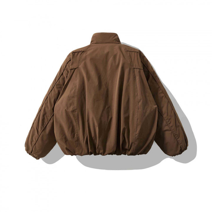 Unisex Weitgeschnittene wattierte Kurzjacke mit hohem Stehkragen und Elastiksäumen Drune