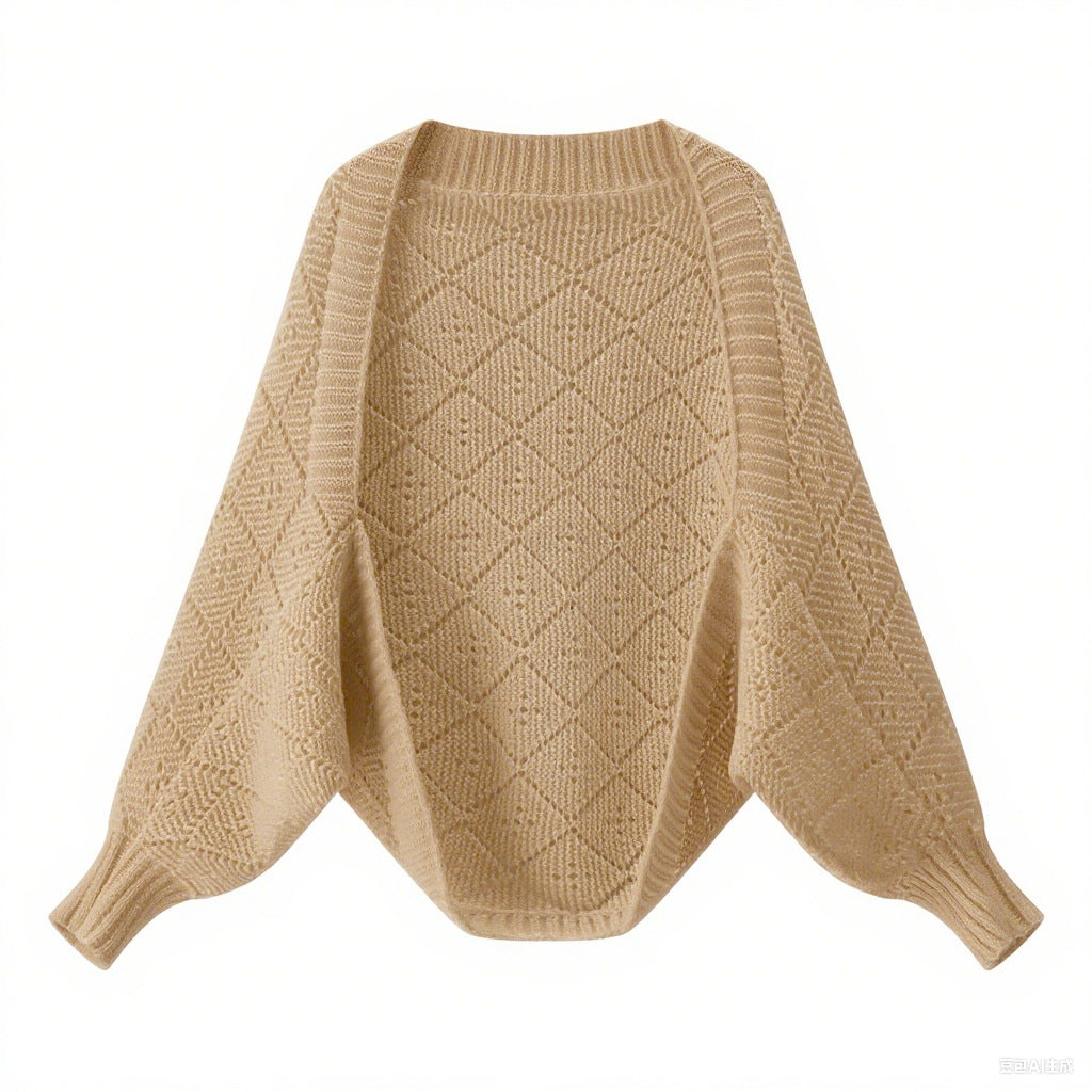 Damen gemütlicher Strickpullover im modernen Rautenmuster Drune
