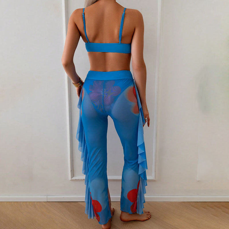 Damen Bikiniset mit transparenter Rüsche Drune