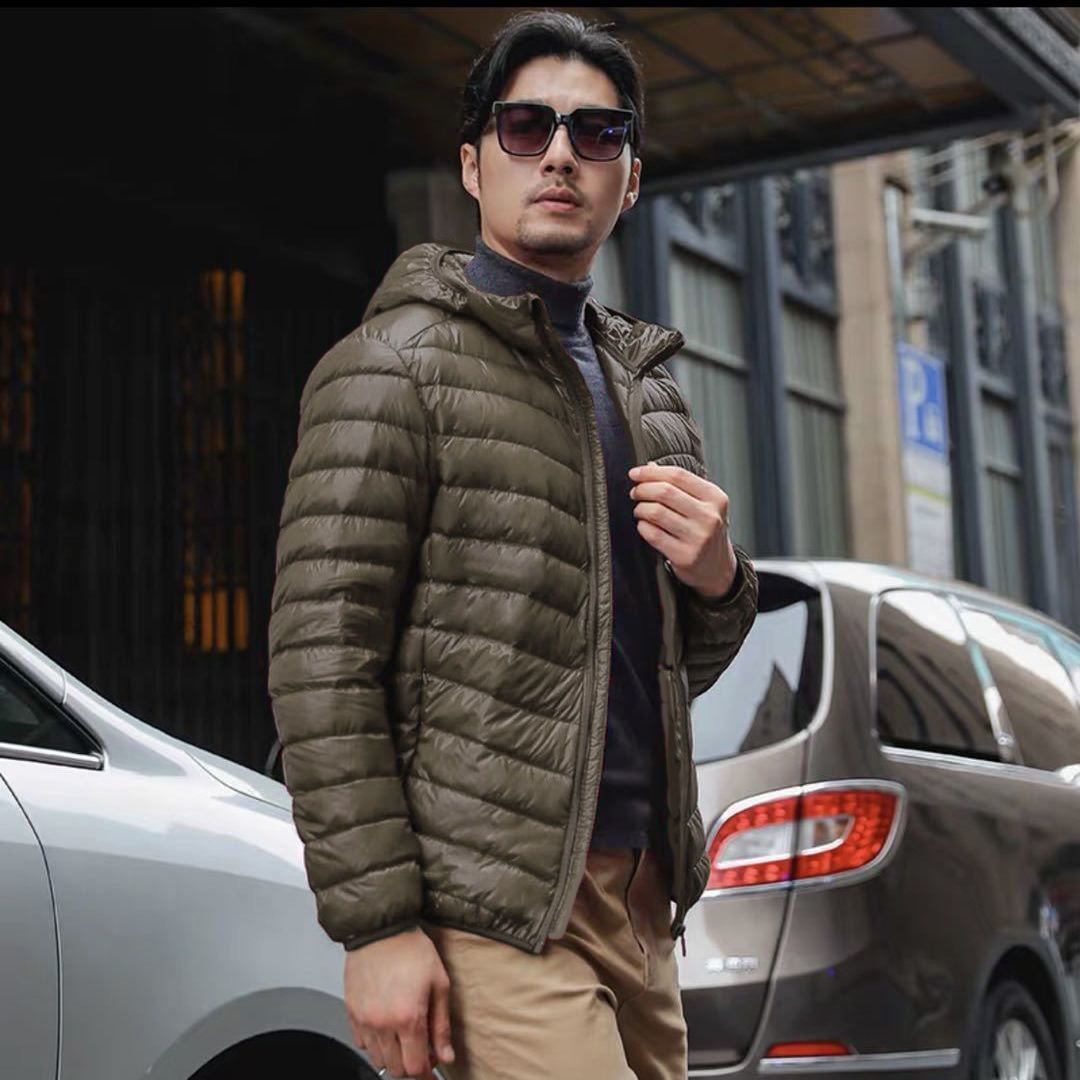 Herren Ultraleichte gesteppte Kapuzenjacke mit windabweisender Hülle und Kompaktpackfunktion Drune