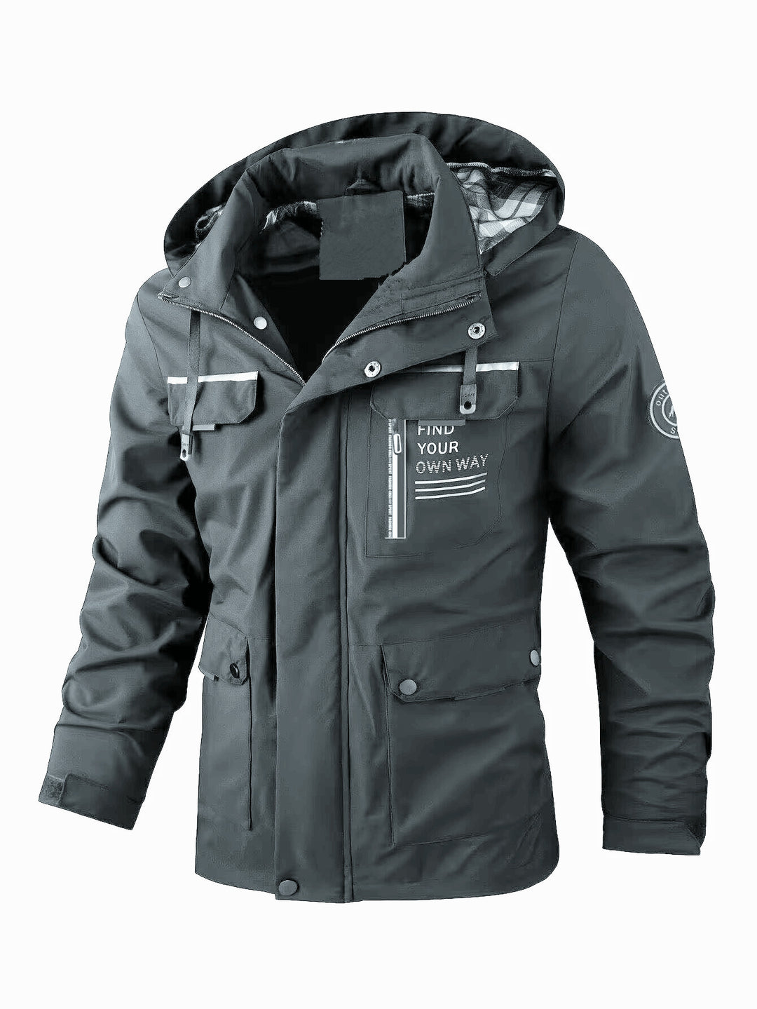 Herren wasserabweisender Utility‑Parka mit Kapuze, Mehrfach‑Taschen und Windschutz Drune