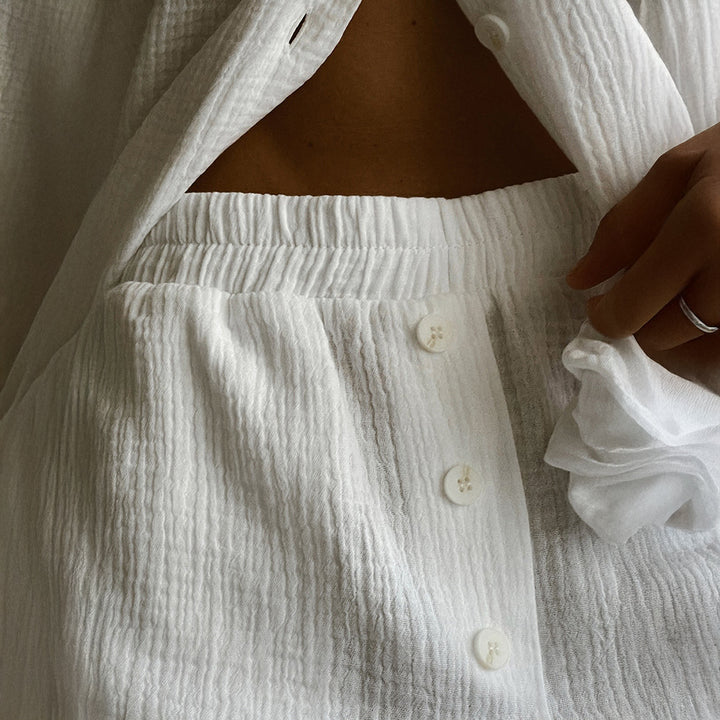 Damen Lässiges Lounge-Set aus atmungsaktivem Baumwollstoff Drune
