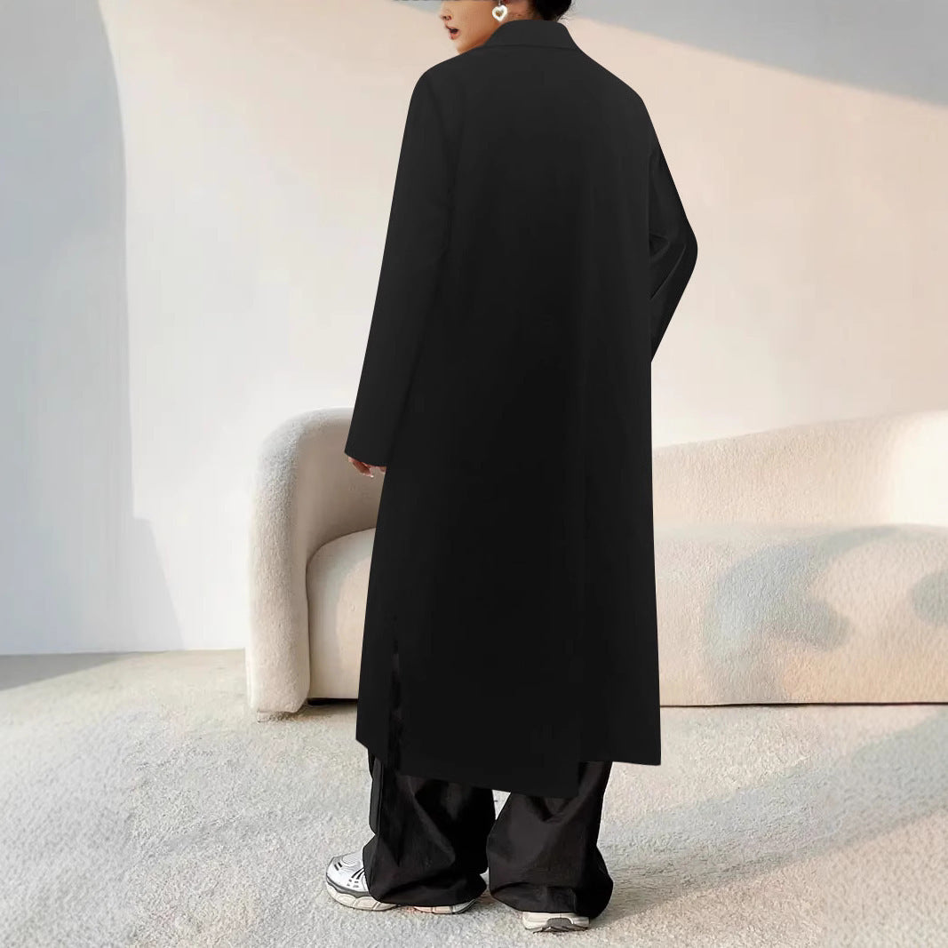 Damen Longline-Mantel mit Hemdkragen und Oversize-Silhouette Drune